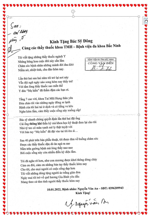 THƯ CẢM ƠN GỬI 79king.com 79king con KHOA TAI – MŨI – HỌNG