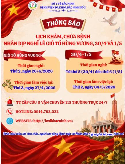 THÔNG BÁO LỊCH KHÁM, CHỮA BỆNH CỦA 79 king 12  TRONG KỲ NGHỈ LỄ GIỖ TỔ HÙNG VƯƠNG VÀ 30/4-01/5/2026
